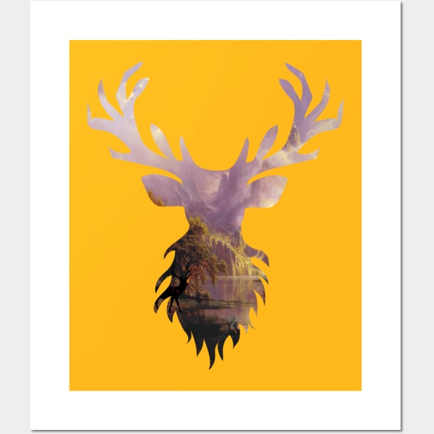 cool deer head nature artwork design Wall Art by mouad13